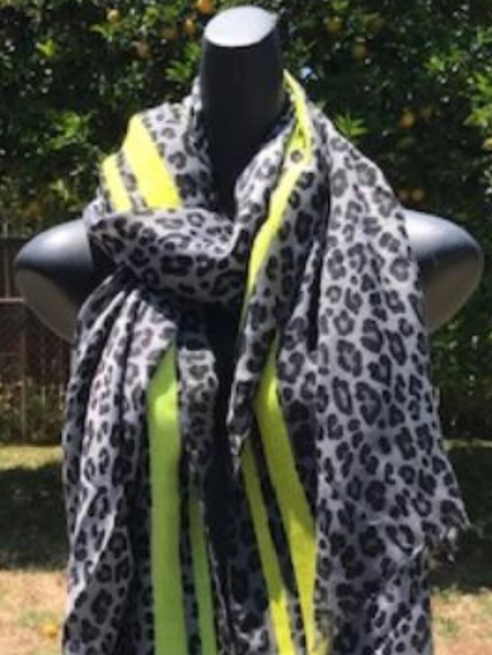 Grey & Black Leopard print Fashion Scarf Oblong Hijab Shayla